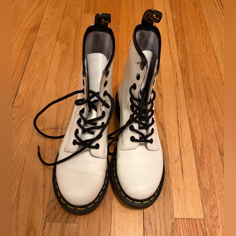 Dr. Martens White Leather Combat Boots